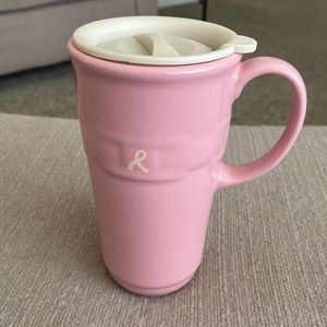 Longaberger Pink Ribbon Travel Mug